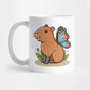 Capybara with butterfly // Cute Guinea Pig Design Mug